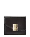 Ferragamo Fiamma Leather Compact Wallet In Black