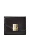 Ferragamo Fiamma Leather Compact Wallet In Black