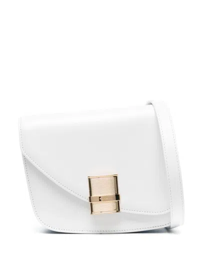 Ferragamo Fiamma Leather Crossbody Bag In White