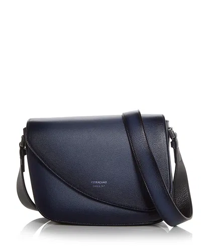 Ferragamo Fiamma Leather Crossbody Bag In Blue