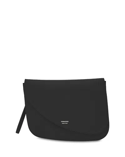 Ferragamo Fiamma Leather Crossbody In Nero