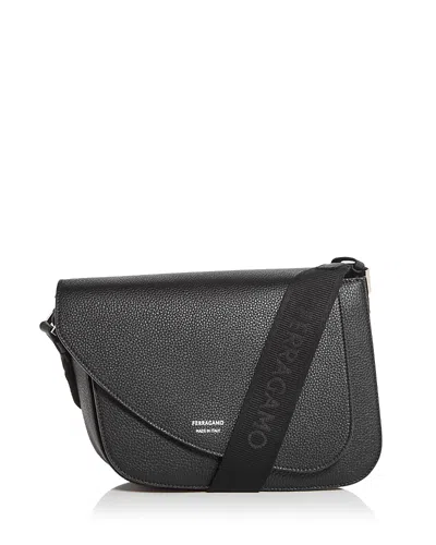 Ferragamo Fiamma Leather Crossbody In Nero