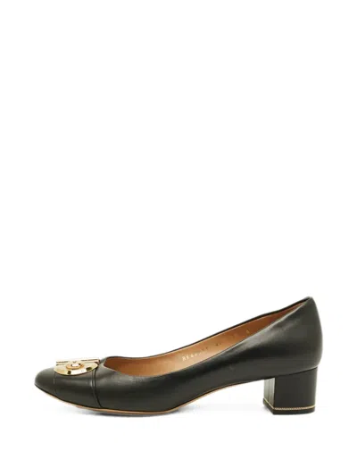 Pre-owned Ferragamo Fiamma Leather Heeled Pumps In Black