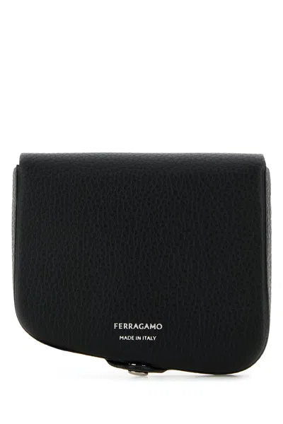 FERRAGAMO BLACK LEATHER COIN PURSE