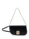 FERRAGAMO 'FIAMMA S' BLACK SHOULDER BAG WITH LOGO DETAIL IN SMOOTH LEATHER WOMAN