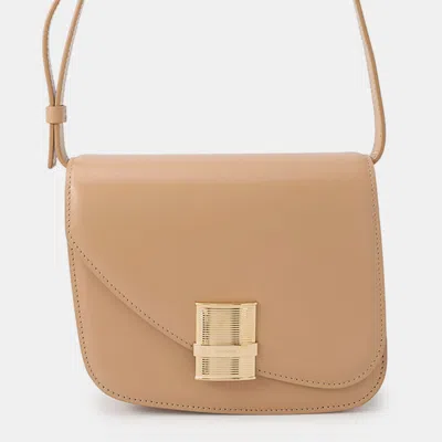 Pre-owned Ferragamo Fiamma Shoulder Bag Light Camel Calf Leather Size Xs In Brown