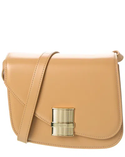 Ferragamo Fiamma Small Leather Crossbody In Beige