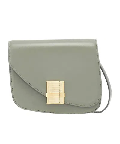 Ferragamo Fiamma Small Logo Shoulder Bag In Gray/lavender