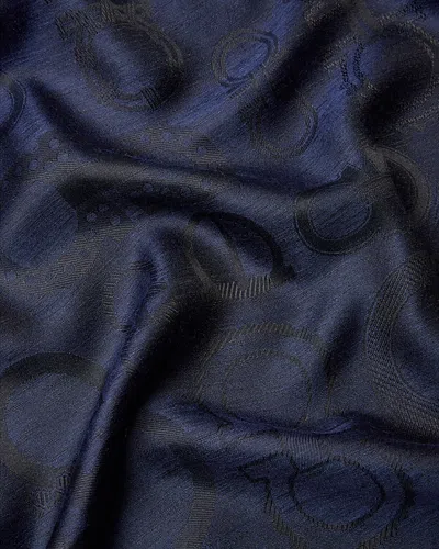 Ferragamo Fibbie Gancini Silk & Cashmere Stole In Black