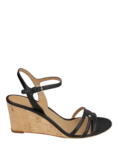 Ferragamo Fieri Leather Wedge Sandals In Black