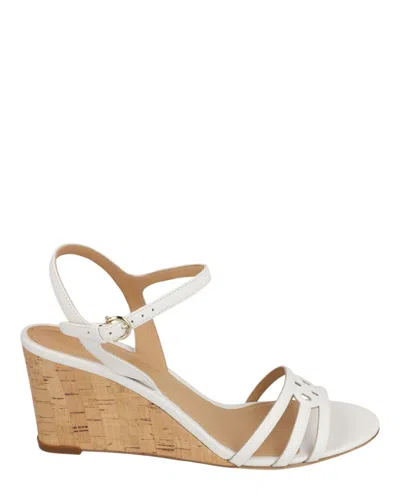Ferragamo Fieri Leather Wedge Sandals In White