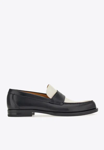 Ferragamo Fillmore Two-tone Leather Loafers In Black