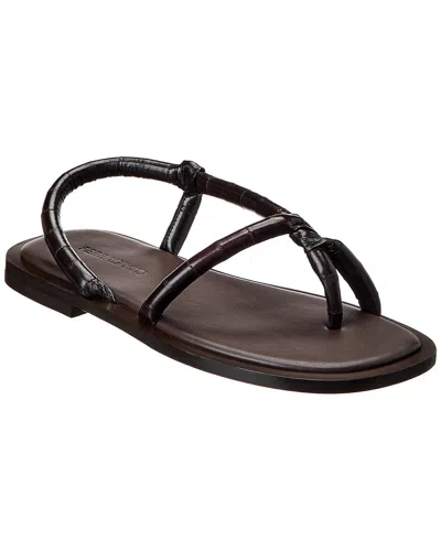 Ferragamo Filone Leather Sandal In Brown