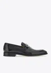 Ferragamo Finley Gancini Leather Loafers In Black