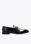 Ferragamo Finley Gancini Leather Loafers In Black
