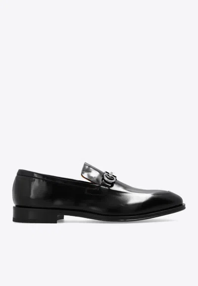 FERRAGAMO FINLEY GANCINI LEATHER LOAFERS