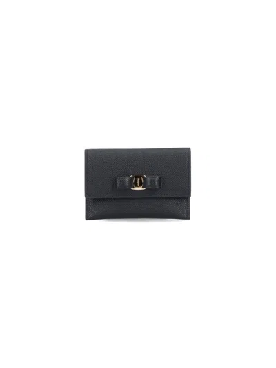Ferragamo Fiocco Vara" Card Holder - Black