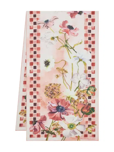 FERRAGAMO FIORI-PRINT SILK SCARF
