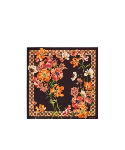 Ferragamo Fiori Print Silk Scarf In Brown