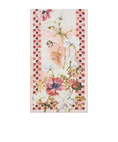 Ferragamo Fiori Print Silk Scarf In White