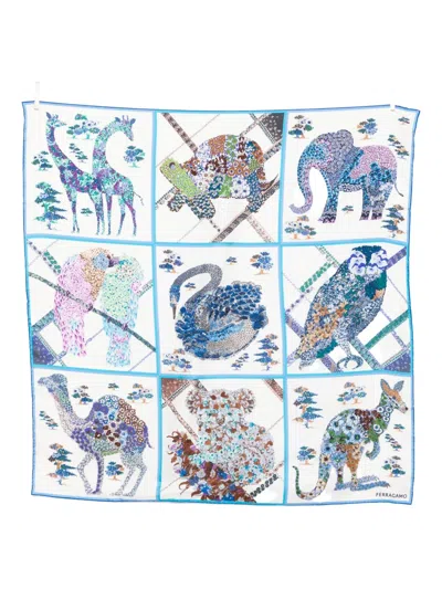 Ferragamo Fiori Print Silk Scarf In Multi