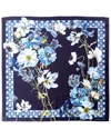 Ferragamo Fiori Print Silk Scarf In Blue