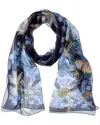 Ferragamo Fiori Print Silk Scarf In Blue