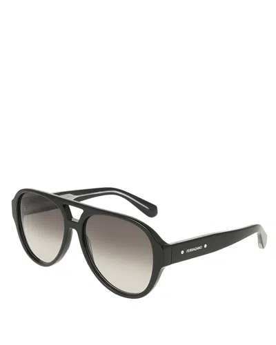 Ferragamo Firenze Aviator Sunglasses, 58mm In Black