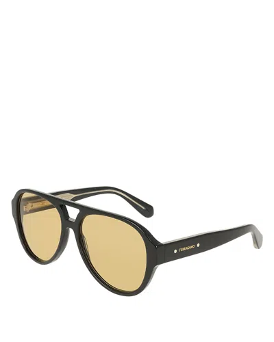 Ferragamo Firenze Aviator Sunglasses, 58mm In Black