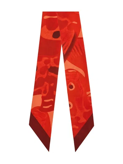 Ferragamo Fish Print Silk Bandeau In Red