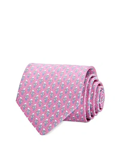 Ferragamo Fish Print Silk Classic Tie In Pink