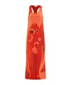 Ferragamo Carp-motif Silk Maxi Dress In Orange