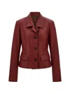 Ferragamo Cervo Single-breasted Leather Jacket In Burgundy