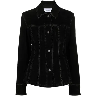 Ferragamo Fitted Velvet Denim Trucker Jacket