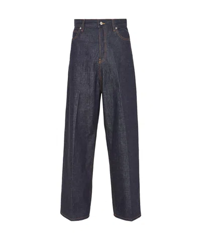 Ferragamo Five-pocket Button Denim Trousers In Black