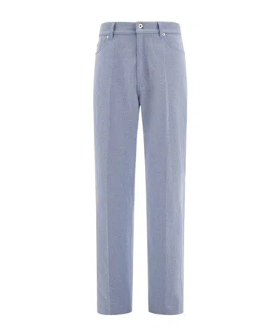 Ferragamo Five-pocket Casual Pants In Oxford Blue/beige
