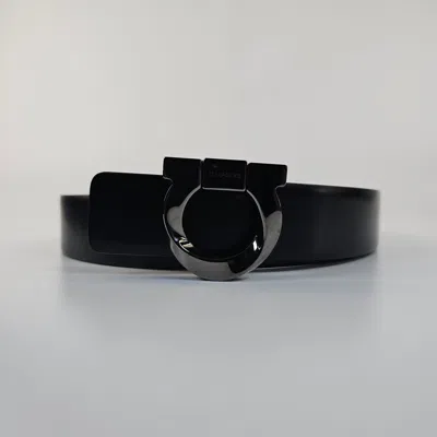 Pre-owned Ferragamo Fixed Gancini Men's 35mm Reversible Black/brown Leather Belt Ss24