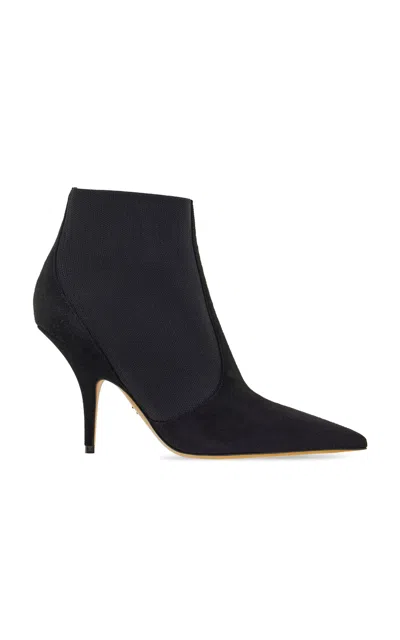 FERRAGAMO FIXIE STRETCH-KNIT SUEDE ANKLE BOOTS