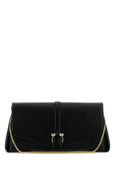 FERRAGAMO BLACK LEATHER LARGE CROSSBODY BAG