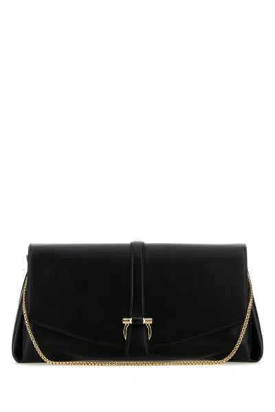 FERRAGAMO SALVATORE FERRAGAMO BLACK LEATHER LARGE CROSSBODY BAG