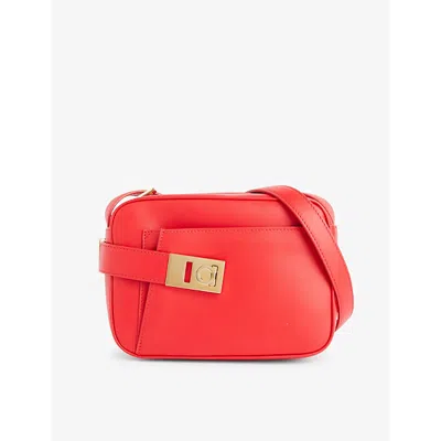 Ferragamo Flame Red Archive Logo-plaque Leather Cross-body Bag
