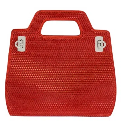 Ferragamo Flame Red Wanda Mini Bag With Crystals