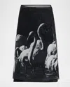 Ferragamo Trinidad Print Silk Georgette Midi Skirt In Black