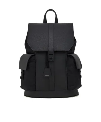 Ferragamo Flap Backpack In Black