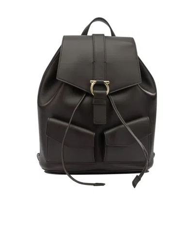 Ferragamo Flap Backpack In Black