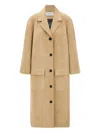 Ferragamo Flap-pocket Suede Coat In Neutral