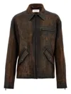 Ferragamo Flap Pocket Zip Leather Jacket In Multi