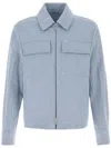 Ferragamo Melange Light Blue Cotton Jacket In Blau