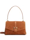 Ferragamo Suede With Gancini Hardware Shoulder Bag In Brown