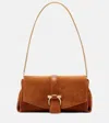 Ferragamo Flap Small Suede Shoulder Bag In Brown